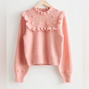 Embroidered Ruffle Knit Sweater